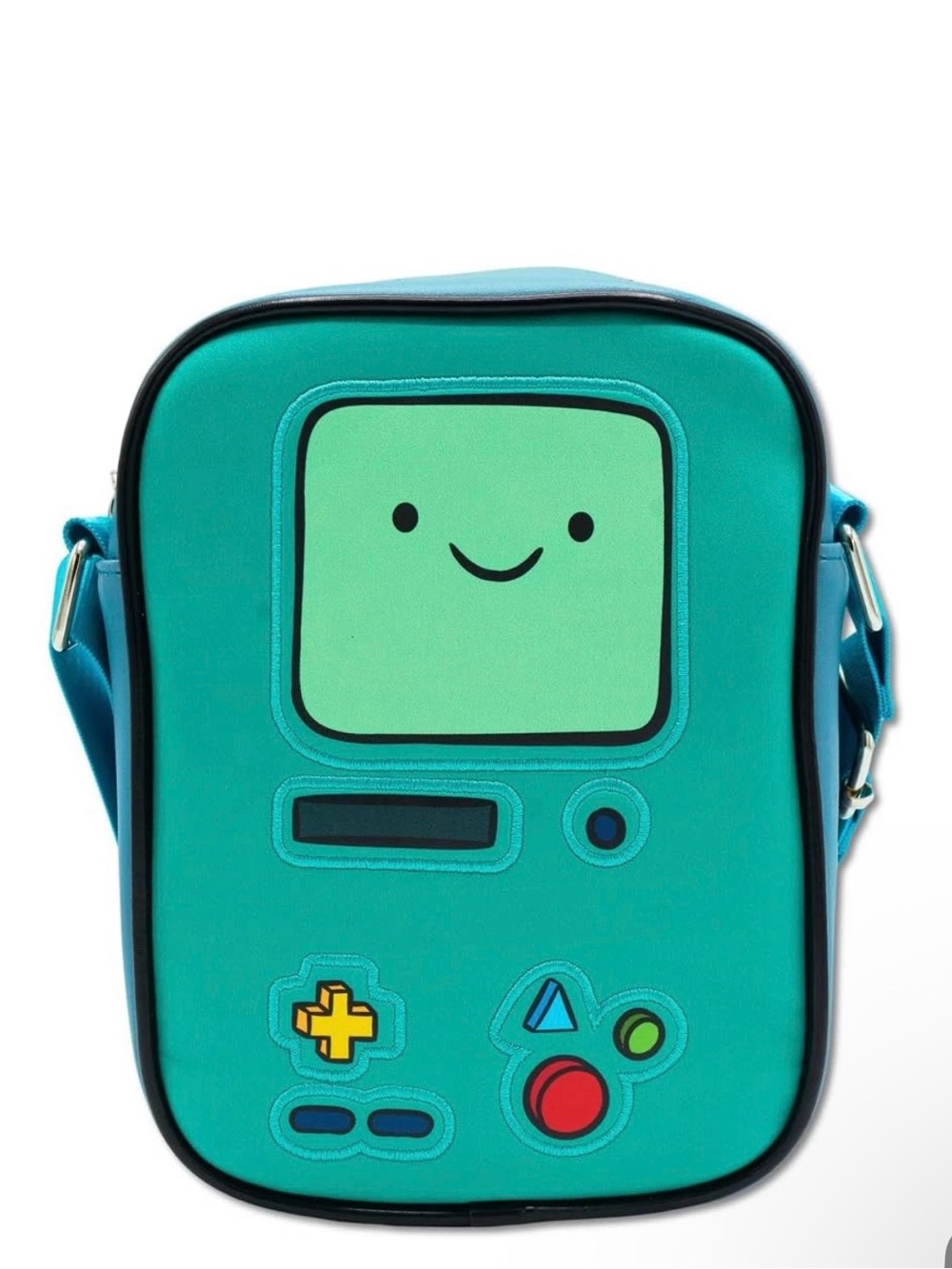 Adventure Time Bag, Crossbody, Adventure Time BMO Character Body Close Up Blues